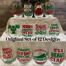 Load image into Gallery viewer, Christmas Vacation Movie Themed Holiday Stemless Wine Glasses 16 Quotes|Designs
