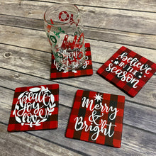 Load image into Gallery viewer, Buffalo Plaid Holiday Drink Coasters - Set of 4
