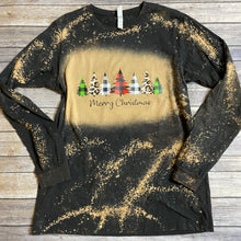 Load image into Gallery viewer, Bleach Dye Plaid and Cheetah Tress Merry Christmas T