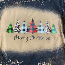 Load image into Gallery viewer, Bleach Dye Plaid and Cheetah Tress Merry Christmas T