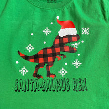 Load image into Gallery viewer, Santa-Saurus Rex Dinosaur Kids Youth Holiday Christmas  T Shirt
