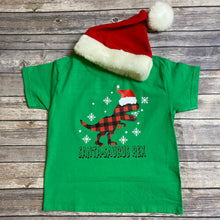 Load image into Gallery viewer, Santa-Saurus Rex Dinosaur Kids Youth Holiday Christmas  T Shirt