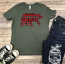 Load image into Gallery viewer, Buffalo Plaid Mama Bear Graphic T
