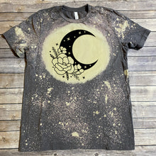 Load image into Gallery viewer, Floral Moon Zodiac/Horoscope Bleach Dye Graphic T