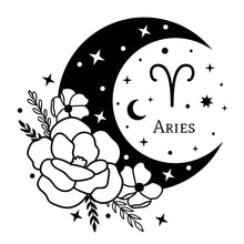 Load image into Gallery viewer, Floral Moon Zodiac/Horoscope Bleach Dye Graphic T