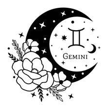 Load image into Gallery viewer, Floral Moon Zodiac/Horoscope Bleach Dye Graphic T