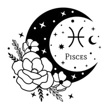 Load image into Gallery viewer, Floral Moon Zodiac/Horoscope Bleach Dye Graphic T