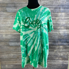 Load image into Gallery viewer, Lucky St. Patrick's Day Bleach Spiral Tie Dye Shirt