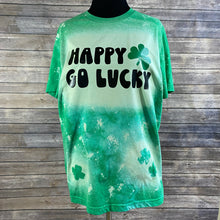 Load image into Gallery viewer, Happy Go Lucky St. Patrick's Day Bleach Dye Shirt