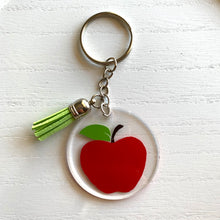 Load image into Gallery viewer, Teacher Appreciation Apple and Pencils Personalized Keychains