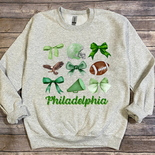 Philadelphia Coquette Bow Football Sweatshirt