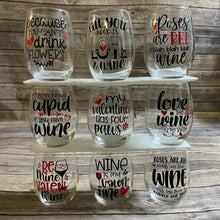 Load image into Gallery viewer, Galentine&#39;s Stemless Wine Glasses|Wine Themed|Valentine&#39;s Day