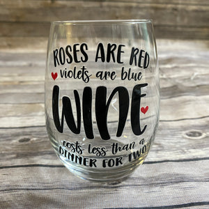 Galentine's Stemless Wine Glasses|Wine Themed|Valentine's Day