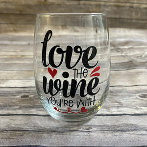 Galentine's Stemless Wine Glasses|Wine Themed|Valentine's Day