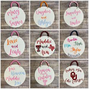 College Dorm Room Roommate Door Sign|Circle Shape|Custom|Dorm Decor|Personalized