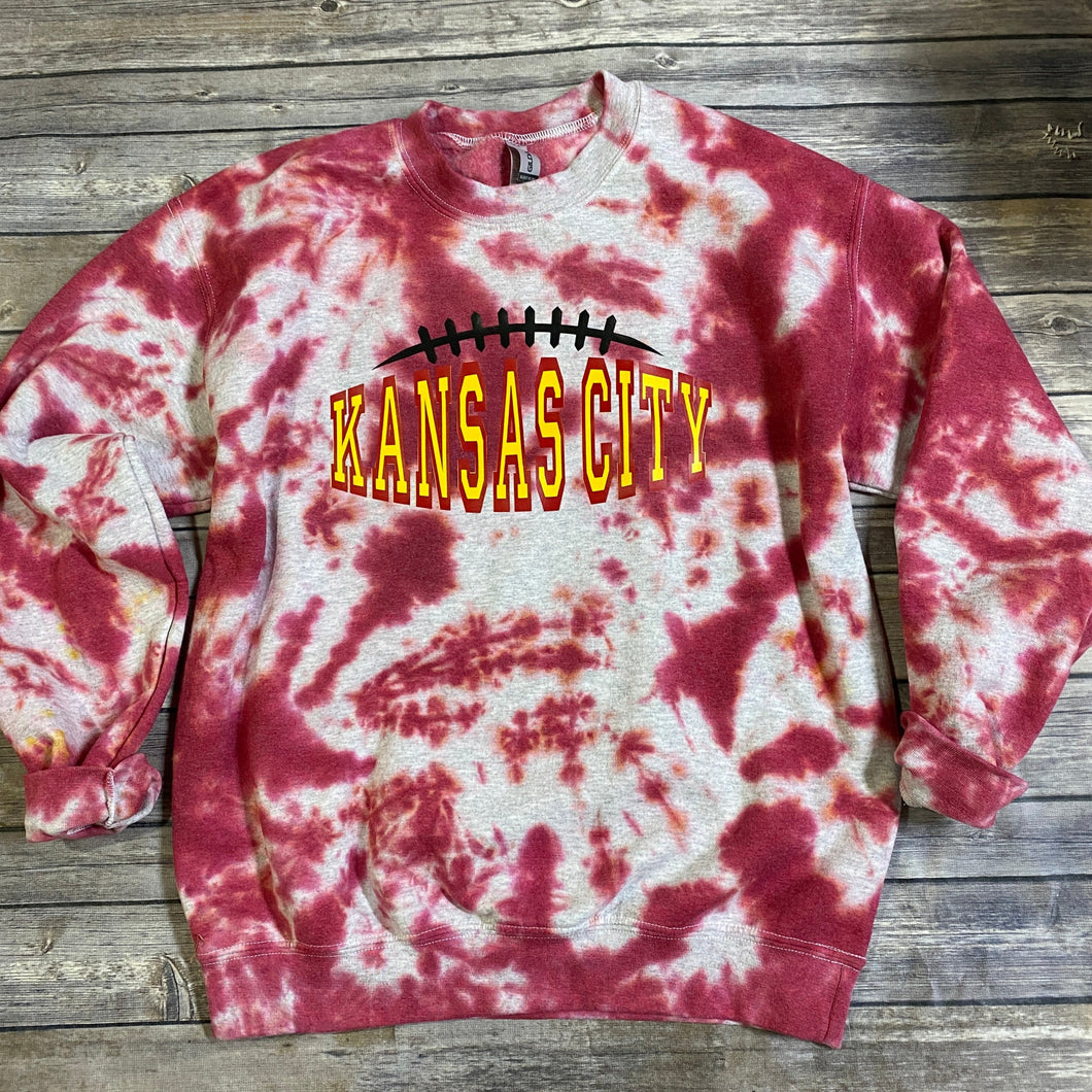 Kansas City|Football|Chiefs|The Big Game|Game Day Tie Dye Crewneck Sweatshirt