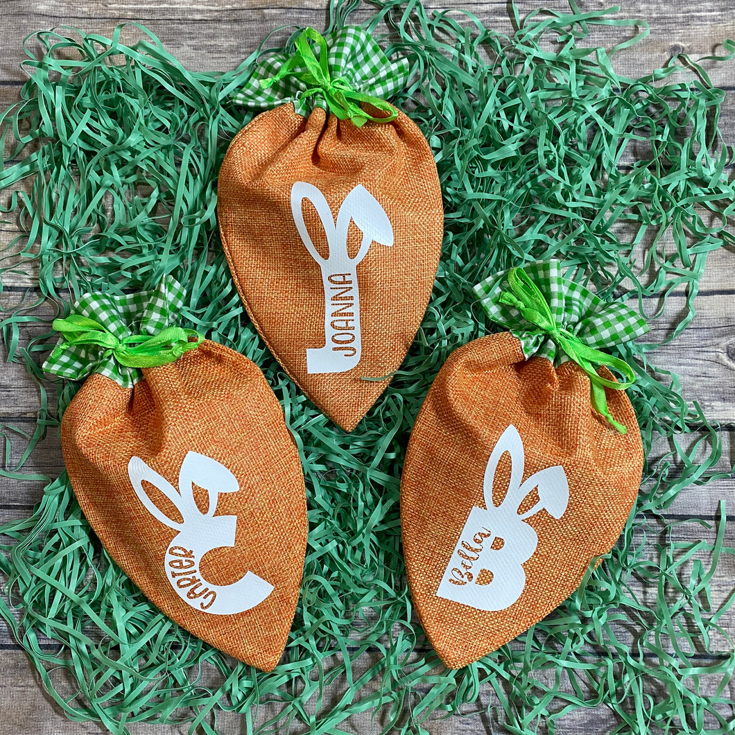 Personalized Easter Carrot Shaped Treat Bags|Sacks|Kids Favor|Class Party