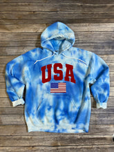 Load image into Gallery viewer, Tie Dyed USA Hooded Sweatshirt|USA|American Flag|Memorial Day|4th of July|Patriotic