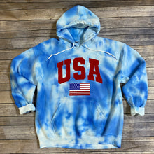 Load image into Gallery viewer, Tie Dyed USA Hooded Sweatshirt|USA|American Flag|Memorial Day|4th of July|Patriotic