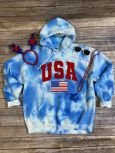 Load image into Gallery viewer, Tie Dyed USA Hooded Sweatshirt|USA|American Flag|Memorial Day|4th of July|Patriotic