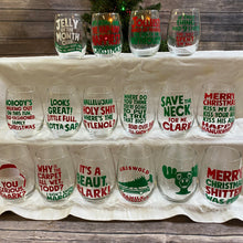 Load image into Gallery viewer, Christmas Vacation Themed Holiday Stemless Wine Glasses 12 Designs