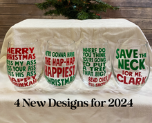 Load image into Gallery viewer, Christmas Vacation Themed Holiday Stemless Wine Glasses 12 Designs