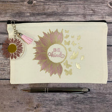 Load image into Gallery viewer, Be Kind Sunflower and Butterfly Pencil Case/Makeup Bag