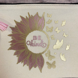 Be Kind Sunflower and Butterfly Pencil Case/Makeup Bag