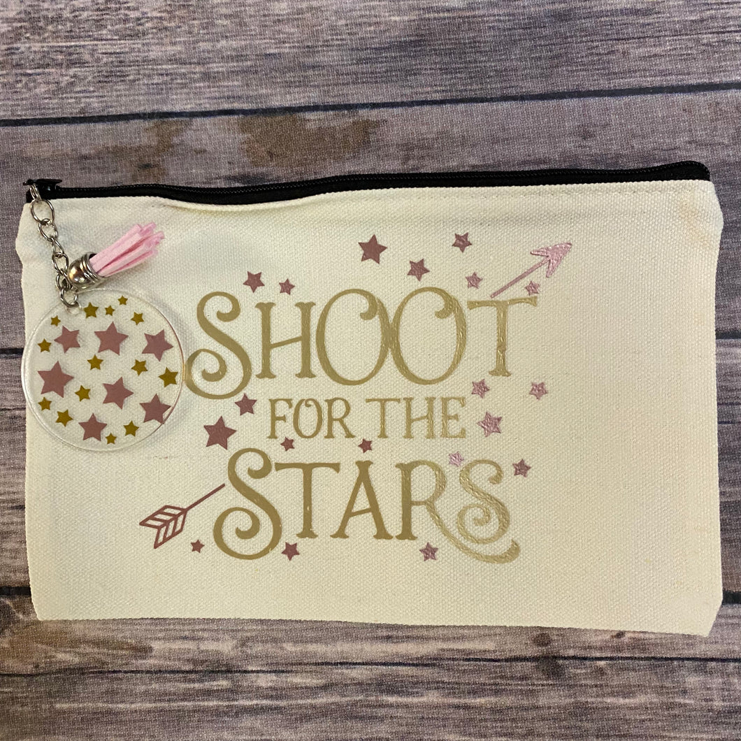 Shoot for the Stars Pencil Case/Makeup Bag/Canvas Zip Bag