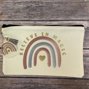 Believe in Magic Pencil Case/Makeup Bag/Canvas Zip Bag