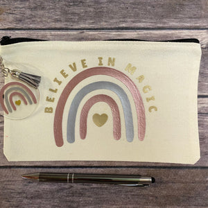 Believe in Magic Pencil Case/Makeup Bag/Canvas Zip Bag