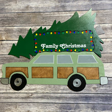 Load image into Gallery viewer, Family Christmas Car with Tree Personalized Door Sign