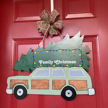 Load image into Gallery viewer, Family Christmas Car with Tree Personalized Door Sign