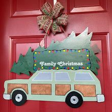 Load image into Gallery viewer, Family Christmas Car with Tree Personalized Door Sign