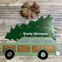 Load image into Gallery viewer, Family Christmas Car with Tree Personalized Door Sign