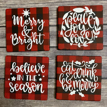 Load image into Gallery viewer, Buffalo Plaid Holiday Drink Coasters - Set of 4