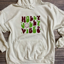 Load image into Gallery viewer, Holly Jolly Vibes Retro Holiday White Hooded Sweatshirt