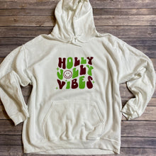 Load image into Gallery viewer, Holly Jolly Vibes Retro Holiday White Hooded Sweatshirt