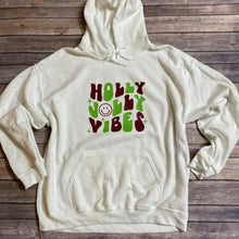 Load image into Gallery viewer, Holly Jolly Vibes Retro Holiday White Hooded Sweatshirt