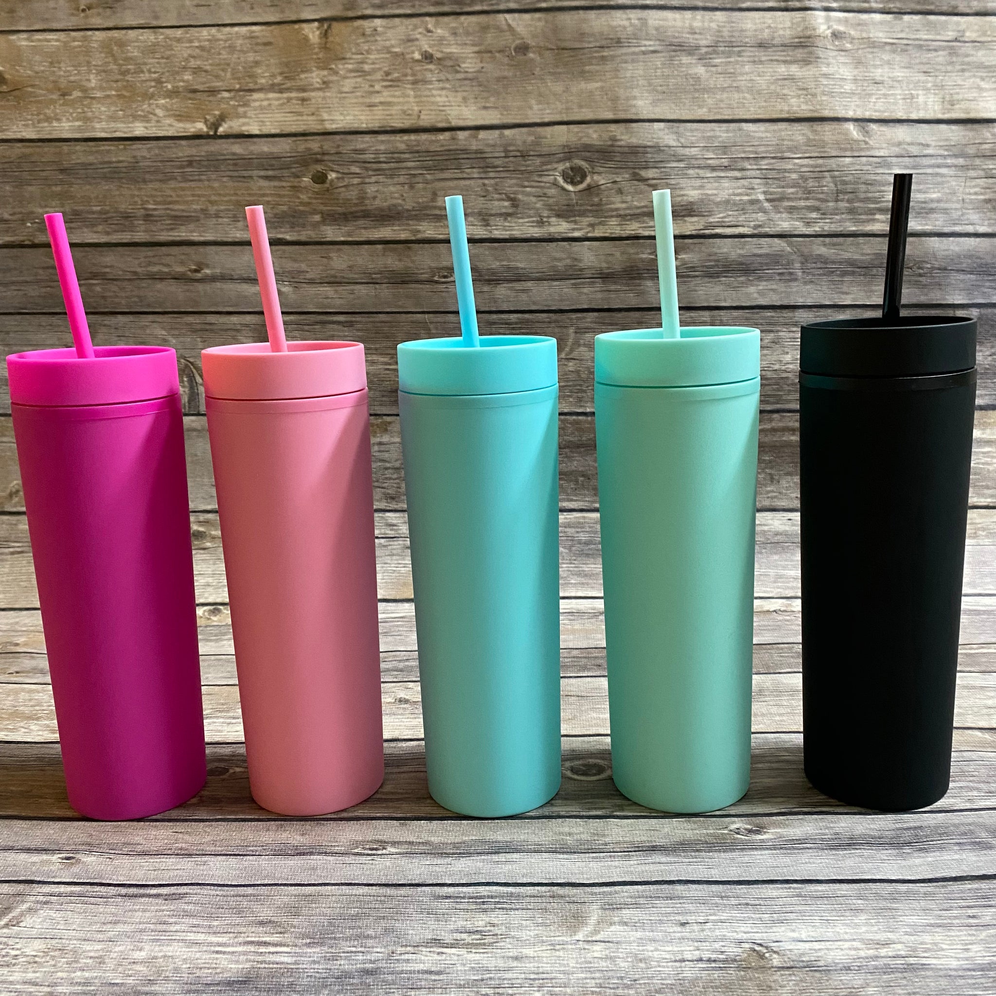 Personalized 16oz Double Wall Acrylic Tumblers with Straw