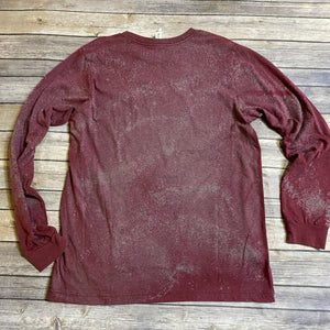 Retro Merry and Bright Bleach Dye Holiday Long Sleeve T