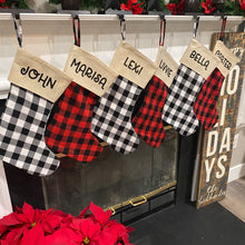 Load image into Gallery viewer, Personalized Buffalo Plaid Holiday Stockings