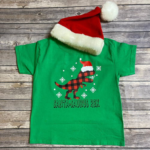 Santa-Saurus Rex Dinosaur Kids Youth Holiday Christmas  T Shirt