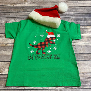 Santa-Saurus Rex Dinosaur Kids Youth Holiday Christmas  T Shirt