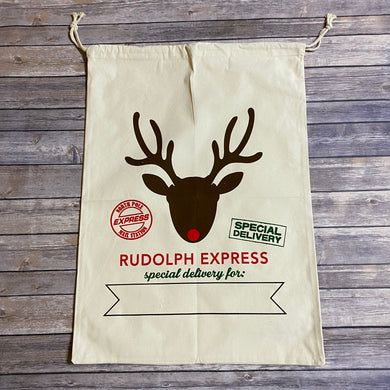 Personalized Christmas Santa Sacks - Rudolph Express