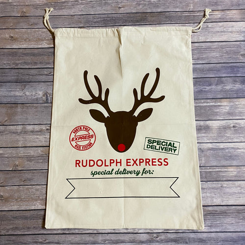 Personalized Christmas Santa Sacks - Rudolph Express