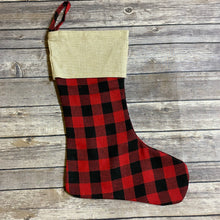 Load image into Gallery viewer, Personalized Buffalo Plaid Holiday Stockings