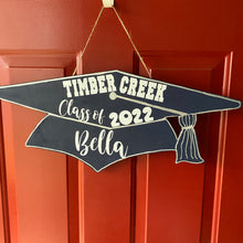 Load image into Gallery viewer, Custom Personalized Class of 2024 Graduation Cap Door Sign