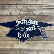 Load image into Gallery viewer, Custom Personalized Class of 2024 Graduation Cap Door Sign