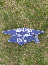 Load image into Gallery viewer, Custom Personalized Class of 2024 Graduation Cap Door Sign